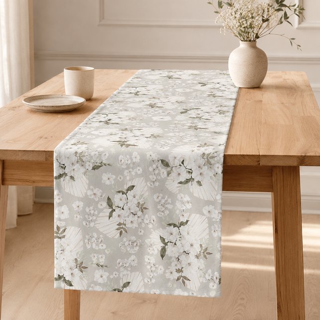 Caminho De Mesa Pequeno Corredor de Mesa Floral Boho Neutro com Flores Bra (Table Runner)