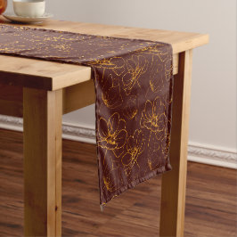 Caminho De Mesa Pequeno Corredor de Mesa Floral Curta e Dourada