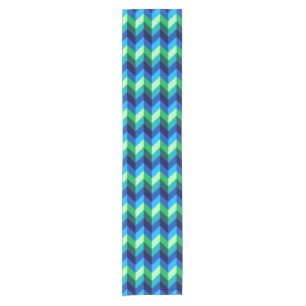 Caminho De Mesa Pequeno Corredor de Mesa Verde Azul Chevrons Pequeno