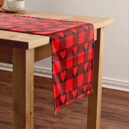 Caminho De Mesa Pequeno Corredor de Mesa Xadrez Coração de Búfalo Vermelho