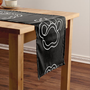 Caminho De Mesa Pequeno Corte Impresso De Pata Cão-De-Ovo De Pé-Branco