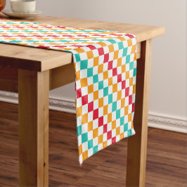 Caminho De Mesa Pequeno Cozy classroom diagonal checkerboard pattern