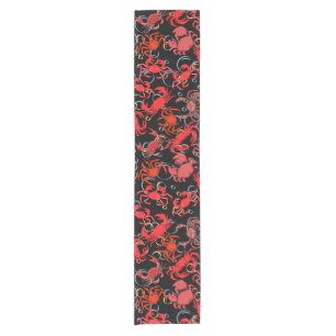 Caminho De Mesa Pequeno Crabs Patternx4 Preto BG