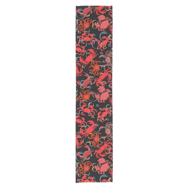 Caminho De Mesa Pequeno Crabs Patternx4 Preto BG (Frente)