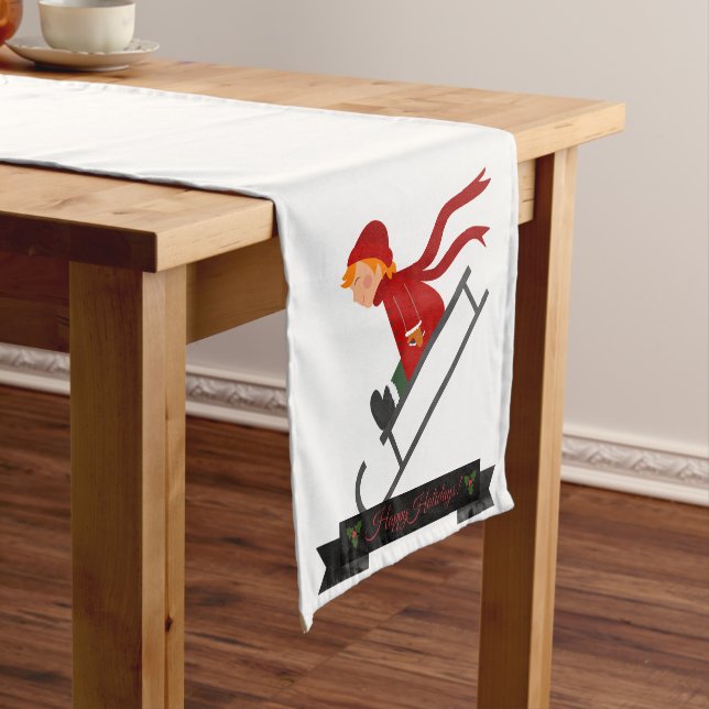 CAMINHO DE MESA PEQUENO CRIANÇA CUTA A DORMIR EM NATAL VERMELHO (No Local)