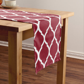 Caminho De Mesa Pequeno Crimson Marroquino Quatrefoil