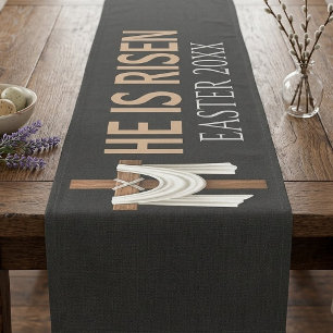 Caminho De Mesa Pequeno Cruz de Páscoa Vintage Personalizada Ele Ressuscit