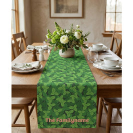 Caminho De Mesa Pequeno Custom Family Name Table Runner with Leaves