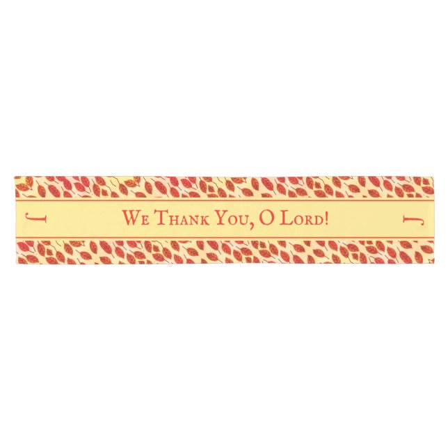 Caminho De Mesa Pequeno Custom Monogram Thanksgiving FALL AUTUMN LEAVES (Horizontal)