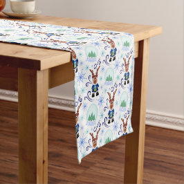 Caminho De Mesa Pequeno Cute Blue Christmas Reindeer