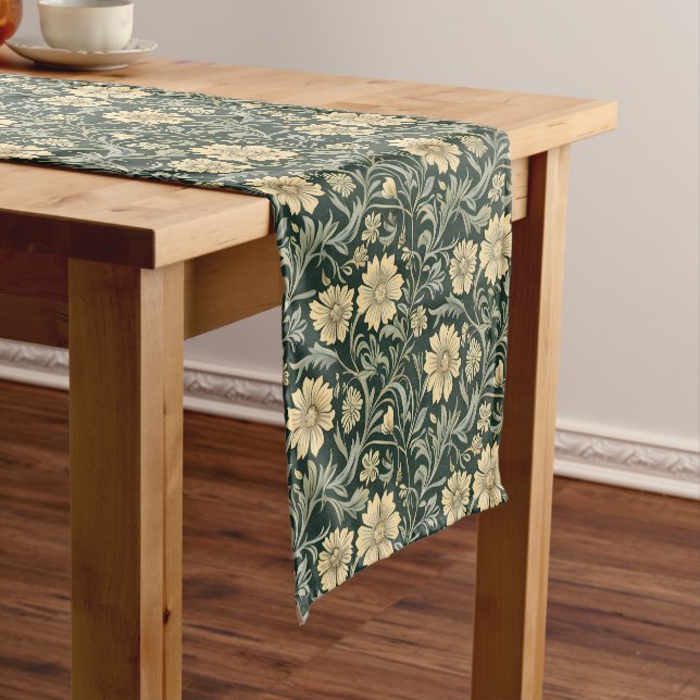 Caminho De Mesa Pequeno Dark green stylized yellow flowers  pattern  (No Local)