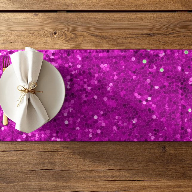 Caminho De Mesa Pequeno Deep Pink Glam Faux Glitter Pattern (Criador carregado)