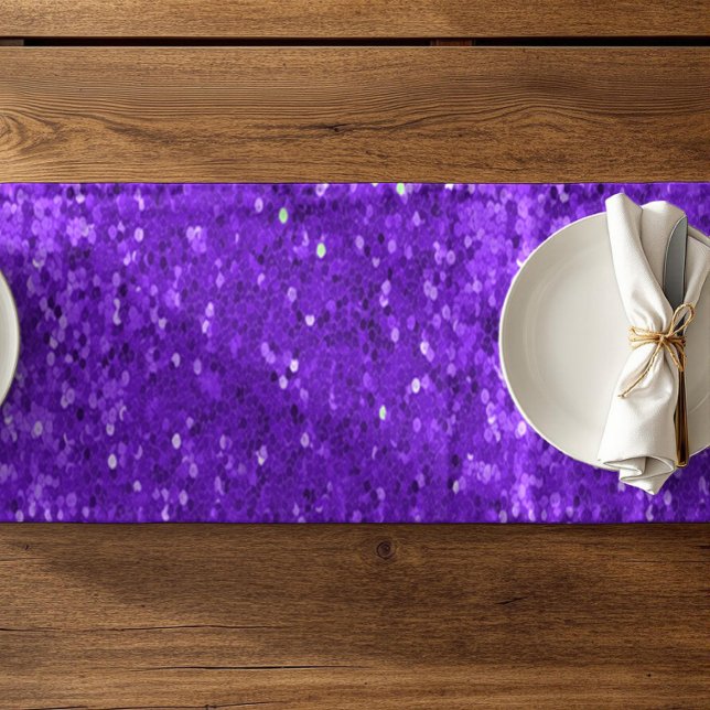 Caminho De Mesa Pequeno Deep Purple Glam Faux Glitter Pattern (Criador carregado)