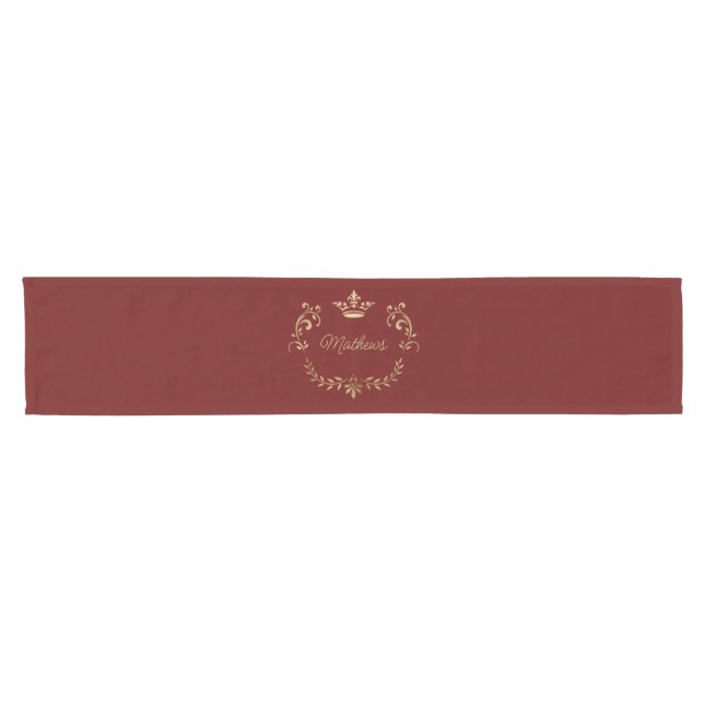 Caminho De Mesa Pequeno Deep Red Crown Crest Personalizado (Horizontal)
