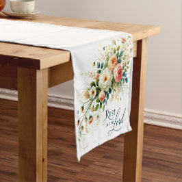 Caminho De Mesa Pequeno Descanse no Senhor floral