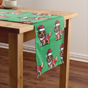 Caminho De Mesa Pequeno Desejamos-lhe um feliz natal com papais noeis de c