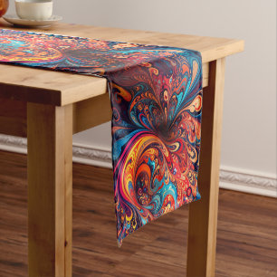 Caminho De Mesa Pequeno Desenho abstrato vibrante - Mesa curta