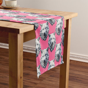 Caminho De Mesa Pequeno Desenho de padrão de cabeça de lobo branco rosa