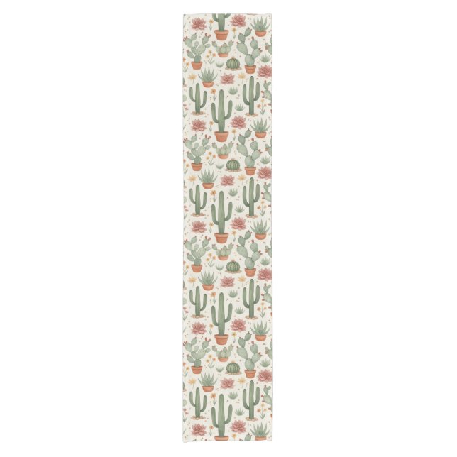 Caminho De Mesa Pequeno Desert Cacti Succulent Seamless Pattern (Frente)