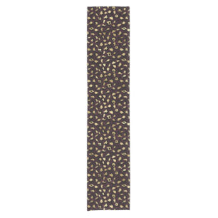 Caminho De Mesa Pequeno Design 8 da Série Leopardo Dourada e Borgonha