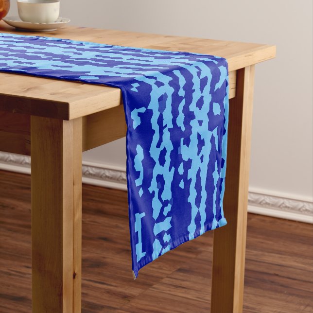 Caminho De Mesa Pequeno Design Abstrato Irregular Azul Ciano (No Local)