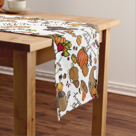 Caminho De Mesa Pequeno Design de Ação de Graças com Pumpkins, Turkeys Run