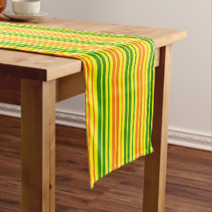 Caminho De Mesa Pequeno Design de Listras Verticais Laranja Amarelo Verde