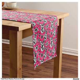 Caminho De Mesa Pequeno Design de padrão de Paisley Floral rosa