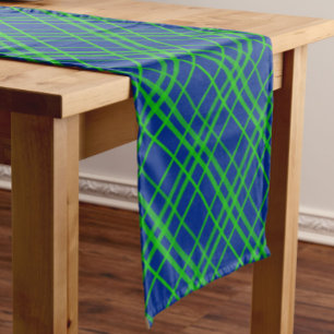 Caminho De Mesa Pequeno Design de Padrão de Xadrez de Tartan Azul