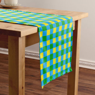 Caminho De Mesa Pequeno Design de Padrão de Xadrez de Verificação Amarelo
