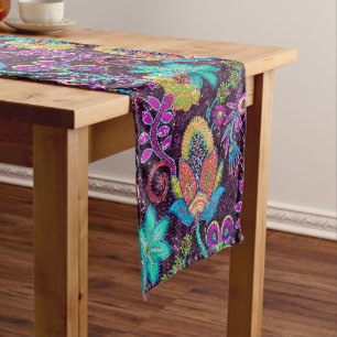 Caminho De Mesa Pequeno Design Floral Colorida Faux miçangas De Vidro