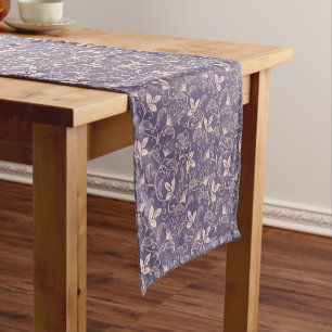 Caminho De Mesa Pequeno Design Floral Vintage com Videiras Giratórias