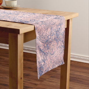 Caminho De Mesa Pequeno Design na moda, Marinho metálico, azul e cor-de-r