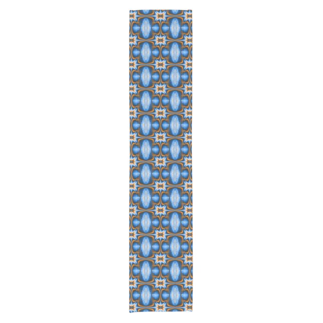 Caminho De Mesa Pequeno Design Star azul e Dourada (Frente)