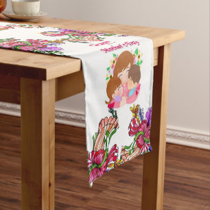 Caminho De Mesa Pequeno Dia das mães do corredor do Tablecloth