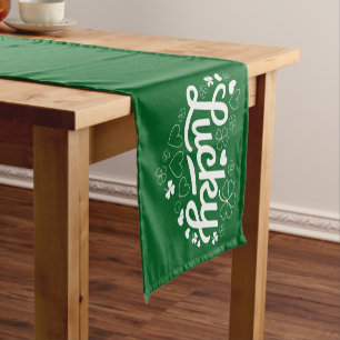 Caminho De Mesa Pequeno Dia de São Patrício Coração Trevo Sortudo Shamrock