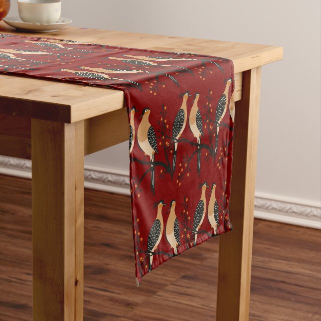 Caminho De Mesa Pequeno Dois Pombos Cortados Estêncil Estilo Retrô 7 (No Local)