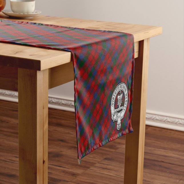 Caminho De Mesa Pequeno Donnachaidh (Robertson) Red Tartan Crest (No Local)