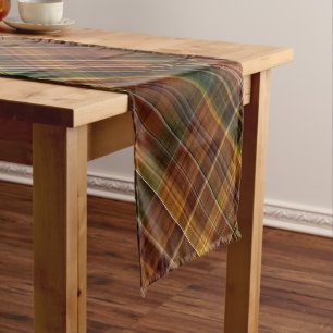 Caminho De Mesa Pequeno Dossel de Outono Marrom, Vermelho Ferrugem e Xadre