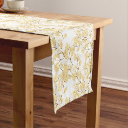 Caminho De Mesa Pequeno Dourada Manhã Branca Flor Glória