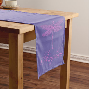Caminho De Mesa Pequeno Dragonfly de fantasia rosa e roxa