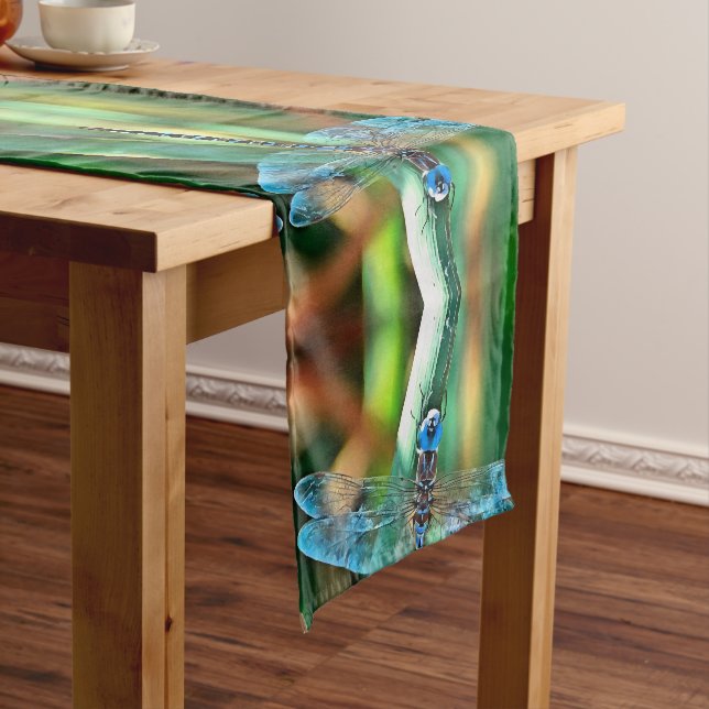 Caminho De Mesa Pequeno Dragonfly Fantasia em Turquesa e Negro (No Local)