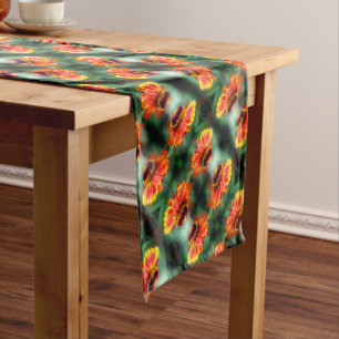 Caminho De Mesa Pequeno Dreamy Zinnia Flower Abstrato Art Pattern