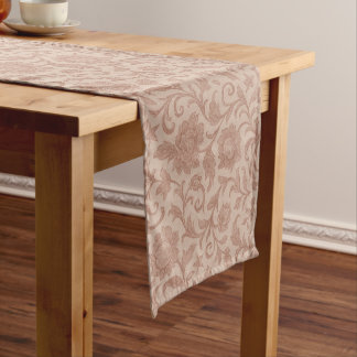 Caminho De Mesa Pequeno Dusty Rose Floral Brocade Pattern