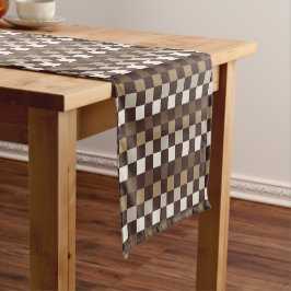 Caminho De Mesa Pequeno Earthy minerals checkerboard pattern