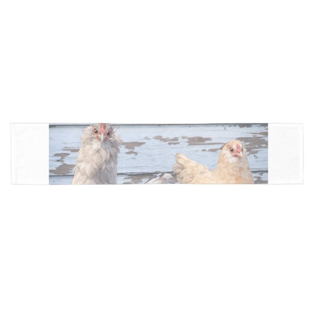 Caminho De Mesa Pequeno Easter Farmhouse Two Chickens (Horizontal)