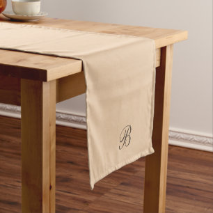 Caminho De Mesa Pequeno Ecru neutro Beige com Monograma Inicial