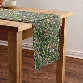 Caminho De Mesa Pequeno Elegant Pink Flower Pattern on Dark Background