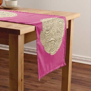 Caminho De Mesa Pequeno Elegante art nouveau gold fuschia rosa-moderno