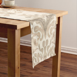 Caminho De Mesa Pequeno Elegante Bege Damask Vintage Casa de Campo Frances
